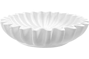 Alipis Marble Ruffle Bowl Antique Scallop Bowl Fruit Vintage Ring Dish Decorative Flower for Home Housewarming Wedding Gifts White