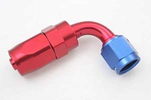 Autobahn88 Aluminum Anodized Swivel Hose End Fitting - Reusable, Elbow, 90-Degree, AN6 (Blue/Red)
