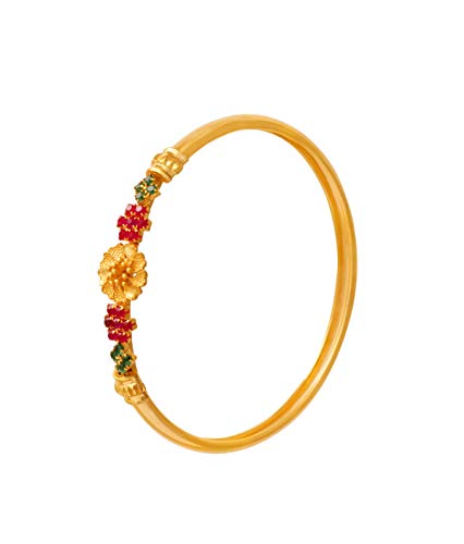 JFL - Modern Ethnic Emerald Green Ruby Pink Cz American Diamond Floral One Gram Gold Plated Designer Bangle Kada for Girls and Women?