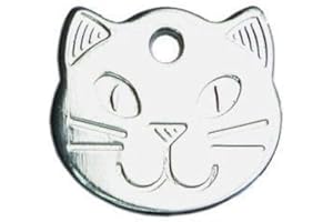 County Engraving Personalised Solid Chrome, Durable Cat Head Pet ID Tag Disc (Engraved Free)