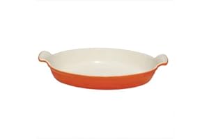 Commichef Oval Au Gratin Dish, Cast Iron, Orange, 34cm