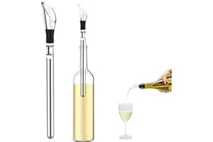 FOSFUN Rafraichisseur de Bouteille de Vin Bâton,Rafraîchisseur à Vin avec Aérateur et Bec Verseur Anti-Goutte,Refroidisseur de Bouteille en Acier Inoxydable le cadeau parfait pour Fête Cadeau Femme Homme