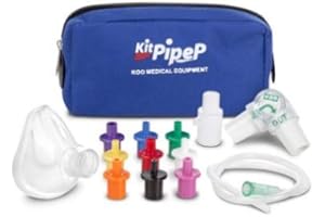 O2 MED Pep Mask per Ginnastica Respiratoria con doppia valvola, Maschera e 9 Resistenze - Misura Pediatrica (2-6 anni)