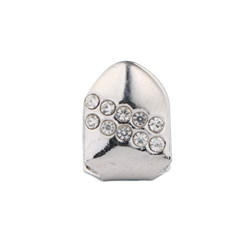 Morph33 HIPHOP teeth Hip Hop Gold Braces Single Twill Diamond Unisex ( Color : Single silver )