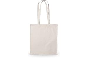 SIGLO XXI PUBLICIDAD Bolsa Algodón 180 g/m2. Asas Largas. Tamaño 41x37 cm Gran Resistencia. Regalos. Compras. Ropa. Manualidades. Reciclable. Reutilizable. (Pack de 10 pcs)