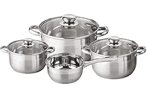 ‎POSTEN ANKER Posten Anker Topfset Induktion 7-teilig, Edelstahl satiniert, für alle Herdarten, Kochtöpfe mit Glasdeckel, Induktions Töpfe Set