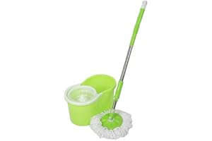 VENDEUR PRO Balai Serpillère Vapeur Mop 360° avec Seau Bac Rotatif - Set Complet - ( Vert )