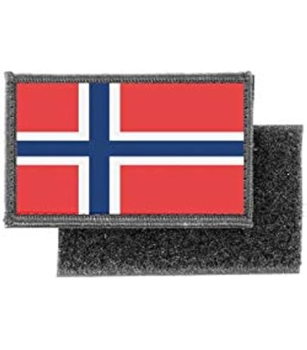 Akachafactory Toppa Bandiera Norvegia – Ricamo Vintage, 5x8 Cm, Stampata Con Bordo Ricamato Nero, Applicazioni Per Abbigliamento O Borse