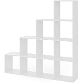 Vicco Treppenregal, Weiß, 142.5 x 140 cm, als Raumteiler in leiterförmiger Bauweise einsetzbar