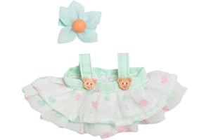 MINGSOLDIER Ropa de muñeca de 15 cm a 17 cm, adecuada para muñecas Labubu de 17 cm y 15 cm, accesorios para muñecas sentado, sin muñeca, solo ropa, 1 vestido + 1 clip para el pelo, no solo ropa