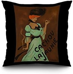 Cachou Lajaunie Maquette Vintage Poster (artist: Cappiello, Leonetto) France c. 1900 (18x18 Spun Polyester Pillow Case, Black Border)