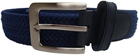 Streeze 32mm Stretch Belt Braided Elastic Webbed Belt with Silver Rectangular Buckle Sizes Small - 3XL (Navy, 3XL)