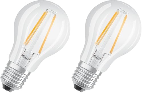 OSRAM LED Base Classic A Lampada, Attacco: E27, Bianco Caldo, 2700 Kelvin, 7 W, Ricambio per Lampadina da 60 W, Trasparente, Confezione da 10