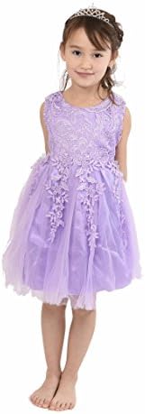 UK Seller Gorgeous Girl Flower Dress with Matching Tiara Perfect for All Occasion Birthday Wedding Bridesmaid Christening Formal Evening Flower Girl Christmas Gift (Purple, 2-3 Years)