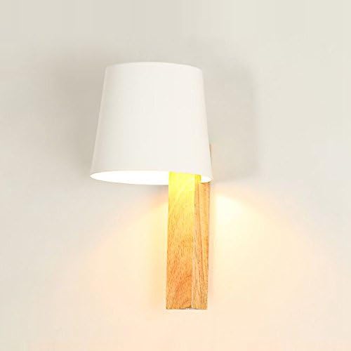 Modern North European Wooden Bedroom Bedsides Wall Lamp Painted Metal Hat Lampshade Corridor Balcony Wall Sconce Hallway Stair Case Wall Lighting Fixtures (White)