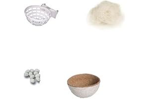 PCMOVILES Pack De Cria De Canarios portanido, Forro de Nido, Pelo de Cabra y Huevos Falso