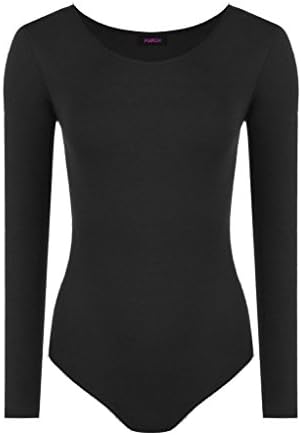 Women Ladies Girls Plain Off Cut Out Cold Frill On Off Shoulder Stretchy Long Full sleeve &amp; Sleeveless Scoop Neck Slim Fit Skinny Tight Leotard Bardot Beach Swimwear Bodysuit Top Size XL 8 10 12 14 16