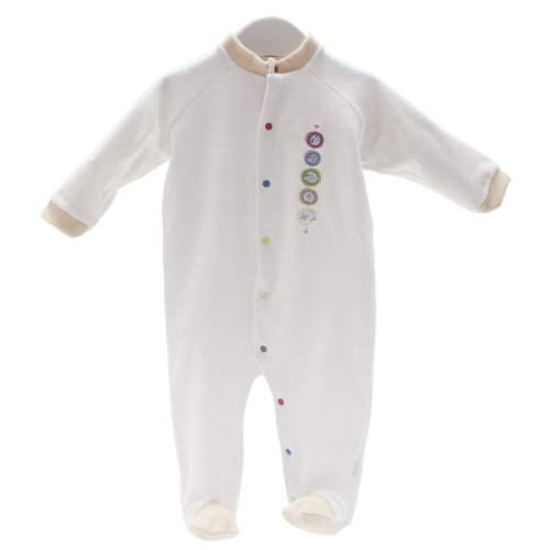 Cambrass All-in-One Circle Motif Velvet Playsuit (White/ Beige, 6 - 9 Months)