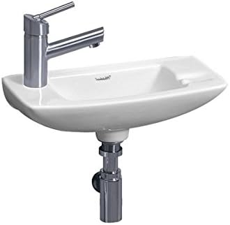 Whitehaus WH1-103L-WH Isabella 17-1/2-Inch Small Wall-Mount Lavatory Basin with Center Drain and Left-Hand Faucet Drilling, White