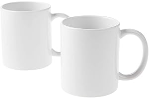 Cricut Céramique Lot de 2 tasses vierges blanches de 355 ml pour sublimation Infusible Ink pour une utilisation avec Cricut Mug Press 2007821, 2 Unité