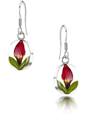 Shrieking Violet: Ohrhänger - mini Rosenblüte - oval - 925 Sterling Silber