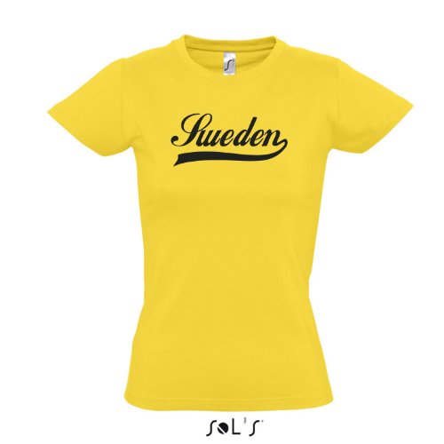 Damen T-Shirt – Schweden Oldschool Sweden LÄNDERSHIRT EM / WM FAN Trikot S-XXL , Gold – schwarz , S