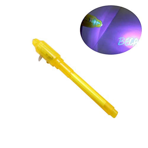 Preisvergleich Produktbild STOBOK Unsichtbarer Tinten-Stift-Spion-Stift-Magie-Markie... Mitteilungs-Stift mit UVlicht für die Bargeld-Überprüfung scherzt Spions-Spiel (Gelb)