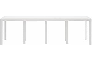 vidaXL Mesa de Jardín Blanca de 250 x 100 cm, Ligera y Resistente al Clima. Ideal para 10 Personas, Exteriores. Montaje fácil y con un diseño Moderno. Es un Comedor Rectangular Que Fun