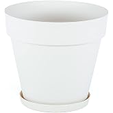 Serinova YS07 Yalı Saksı Drenaj Aparatlı Tabaklı Dekoratif Saksı 46,5cm, 46 Litre Kirli Beyaz