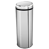 Display4top Poubelle à capteur de Mouvement Automatique sans Contact, Poubelle déodorante de Salle de Bain de Cuisine en Acier Inoxydable(50L)