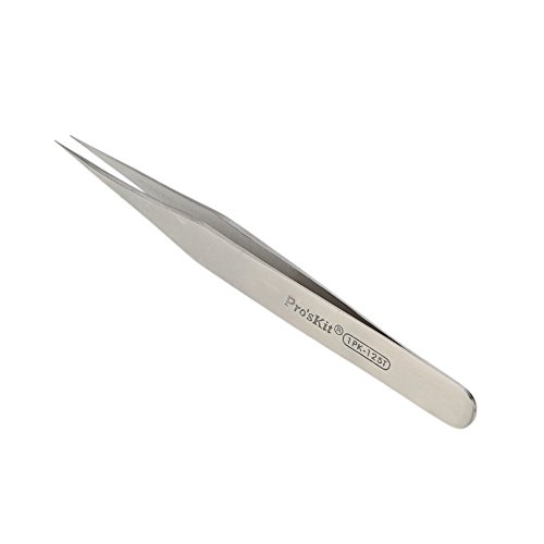 Pro’sKit 1PK-125T Edelstahl Pinzette Saeurebestaendige Unmagnetische Superfein Spitze Gerade Mini Pinzette -Silber - 4