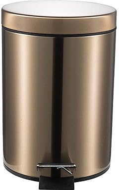 GAOMOJU&amp; 5L Round Stainless Steel Padel Slow Type Muted Trash Can Fingerprint Resistant Ash Can Garbage Can , rose gold , small