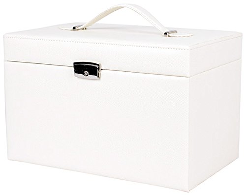 Schmuckkästchen Schmuckschatulle Schmuckkasten Schmuckbox Schmuckkoffer Schmuck 4 Fächer Lederoptik weiß rot oder schwarz - 8