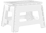 Usmascot Marchepied Antidérapant Assez Robuste et Sûr - Peut Contenir Jusqu'à 160kg - Repose-Pieds pour Adultes ou Enfants, Pliable Tabouret/échelle, pour la Cuisine Toilettes Camping (Blanc, M)