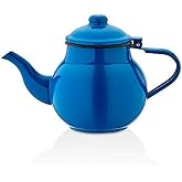 Ebru Emaye Demlik &Ccedil;inko Eski Tip Mavi &Uuml;st &Ccedil;ay Demliği 1.5 lt No:15