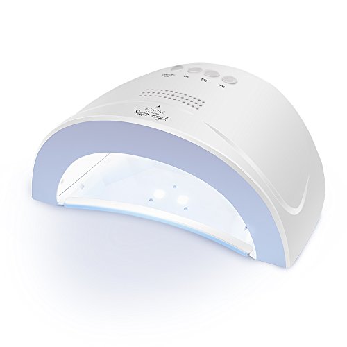 LONGKO 48W 24W UV/LED Nail Gel Curing Lamp 2-Light Manicure Dryer Fingernail Toenail Fast Drying Sun Light w/Timer Cooling Fan (White)