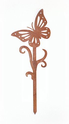 Dekostecker 'Schmetterling' aus Metall mit Rostfinish 31 cm