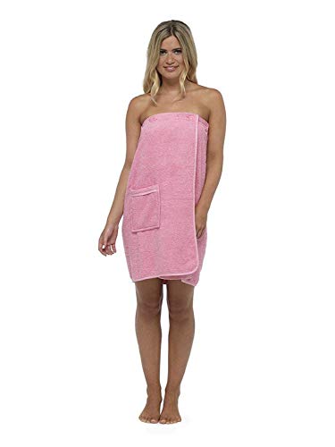 CityComfort Asciugamano da Bagno per Donna Sarong per Piscina Spa Spiaggia Palestra 100% Cotone con Elastico in Vita e Doppio Bottone (S/M, Rosa)