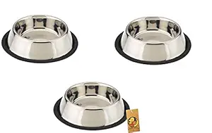 Foodie Puppies Stainless Steel Anti Skid Dog/Pet Bowl 700ml - Medium (Set of 3)