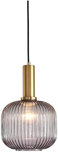 OOFAY LIGHT Industrial Vintage Medium Lampadario Moderno Retro Stile Drop Lampada a Sospensione in Vetro Grigio Paralume con Ottone Lucido portalampada