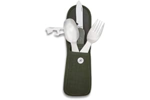 MARTINEZ ALBAINOX AB Set Camping con Funda Incluye Cuchara Tenedor y Navaja Multiherramienta Set para Caza, Pesca, Camping, Outdoor, Supervivencia y Bushcraft Albainox 33037