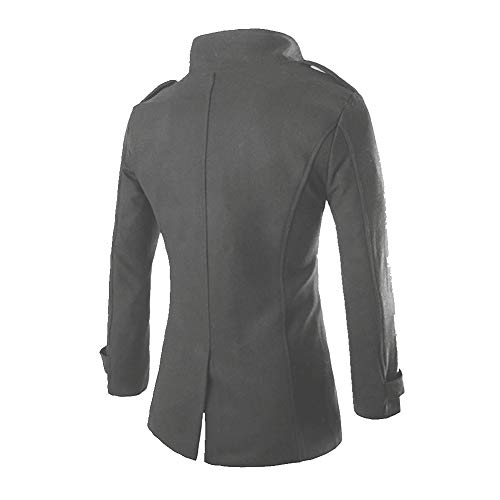 Foluton Wollmantel Männer mit Taschen und Zweireihiger Knopf Reverskragen Einfarbig Knieang Wolljacke Warm Freizeit Trenchcoat Business Abendessen Causal Mantel Winter Herbst Übergangsjacke