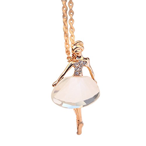 Bobury Femmes Filles Crystal Ballet Danse Girl Collier Pendentif Chandail Chaîne Collier
