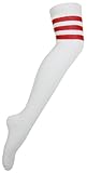 New Womens White Contrast Stripe Cotton Casual Long Ladies Sport Striped Stetch Overknee Socks One Size