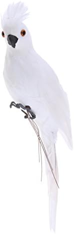 Vivid Animal Statues Macaw Parrot Bird Outdoor Garden Grassland Tree Standing Lawn Ornament Photography Props Home Decor Gifts 6 Type Options - White