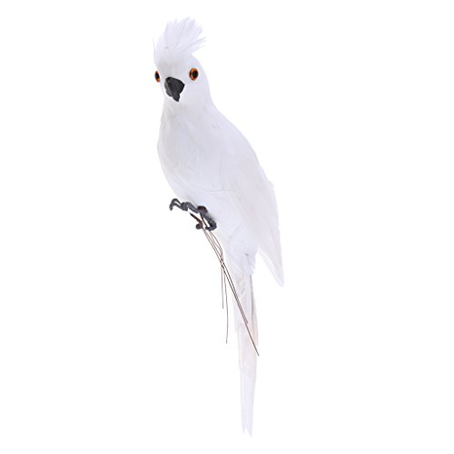 Vivid Animal Statues Macaw Parrot Bird Outdoor Garden Grassland Tree Standing Lawn Ornament Photography Props Home Decor Gifts 6 Type Options - White
