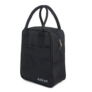 ADIRSA LB4001 Mens, Womens, Kids Polyester Insulated Lunch / Tiffin Bag for School, Picnic, Work (Black)