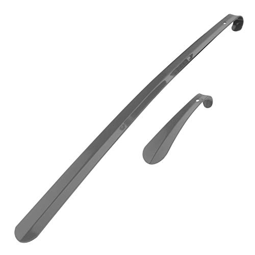 Preisvergleich Produktbild bremermann Schuhlöffel, Schuhanzieher 2er Set aus rostfreiem Edelstahl (Grau)