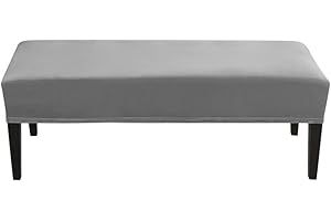 RTSFKFS Bench Covers Slipcover Rectangle,Bench Cover Stretch Velvet Bench Slipcover Extra Long Washable, Removable, Non-Slip for Dining Room Outdoor Furniture (Color : Medium grey, Size : 112-150cm)