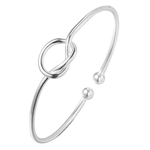 Bracelet jonc Nud damour en argent 925 - accessoire pour femmes et jeunes filles, cadeau de Saint Valentin
